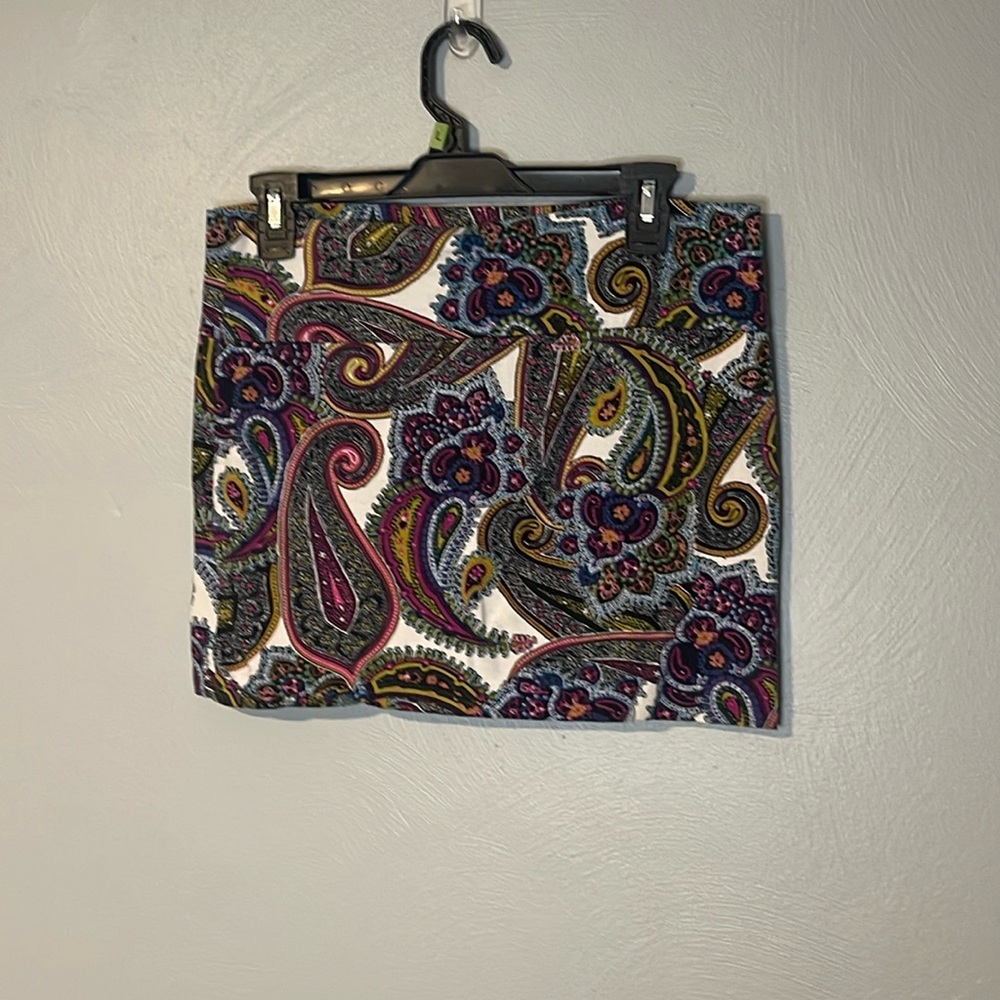 Cotton paisley mini skirt with stretch